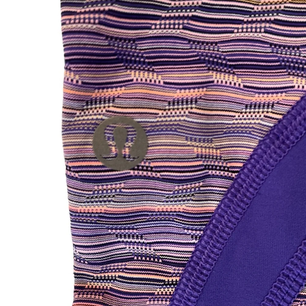 Lululemon Crop Leggings Space Dye Twist Iris Flower Pink Shell Size 6 - Picture 7 of 9